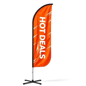 Custom Promotional Pennant Blade Banner with Fiberglass Pole and Water Base for Eco Friendly Vehicle Rental Advertising