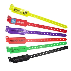 Custom Promotional Personalized Logo Printed Music Festival Events Vinyl Bracelet Wristbands with Food Tabs