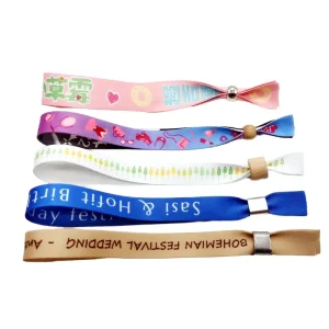 Custom Promotional Polyester Printed Woven Ribbon Webbing Wristbands for Event Festivals