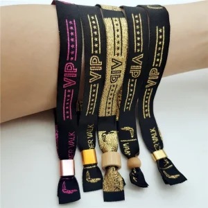 Custom Propaganda Concert Slide Lock Woven Wristbands Plain Fabric Embroidered Entrance Ticket Event Festival Wristband