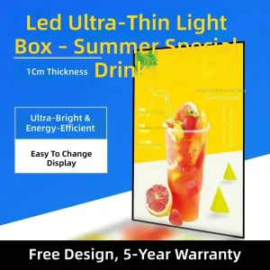 Custom Rectangle Aluminum Profile Pull-out Tempered Glass LED Light Box for Indoor Use