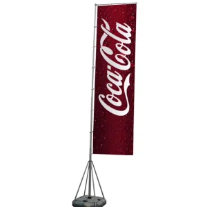 Custom Rectangle Flag 5m Water Base Flagpole Oriflamme Beach Flag Banner with Stand and Telescopic Flagpole for Advertising