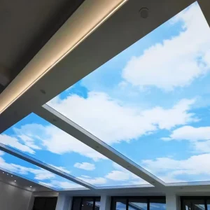 Custom Rectangle HD UV Soft Film Ceiling LED Billboard Light Box with Glowing Blue Sky and White Clouds Decorative