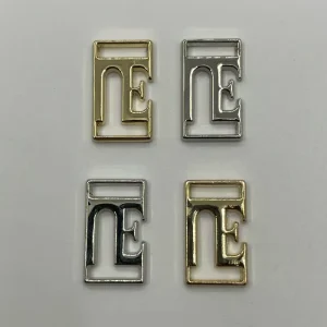 Custom Rectangular Hollow Letter Metal Logo Tags Eco Anti Corrosion Alloy for Garments Hats Bags Lingerie Socks Gloves