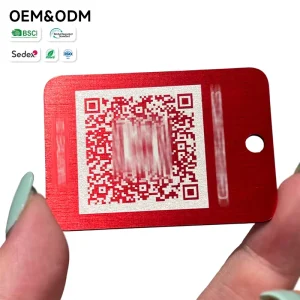 Custom Red Anodized Aluminum QR Code Nameplate Inventory Asset Tracking Labels Metal Tags