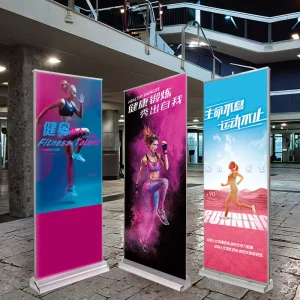 Custom Retractable Roll up Banner Stand Aluminum Pull-Up Flex Advertising Vinyl Rollup Promotional Flags & Banners