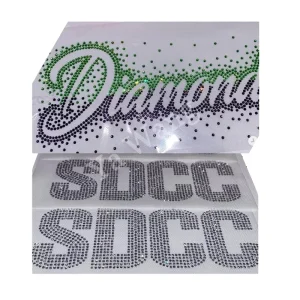 Custom Rhinestone Letters Hotfix Motif Personalized Script Text Transfer for Cheerleading Team Uniform Bling