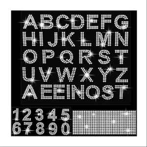 Custom Rhinestone Sparkle Letter Patch on Alphabet Bling Transfer Template Rhinestone for t Shirt Decoration