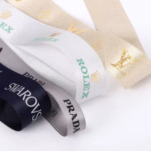 Custom Ribbon Logo Printed Ribbons Black White Name Impression De Ruban Cinta