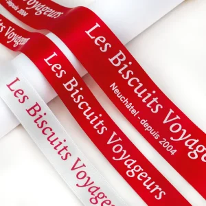 Custom Ribbon with Printed Logo Screen Ink Printing Gift Wrapping Polyester Double Faced Satin Ribbon Roll