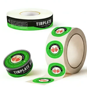Custom Roll Label Sticker With Cold Foil Stamping and Waterproof Lamination for Beverage Can and Cosmetic Serum Bottle Packaging