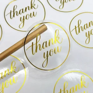 Custom Roll Waterproof Gold Foil Die Cut Logo Seal Round Thank You Stickers for Small Business Packaging