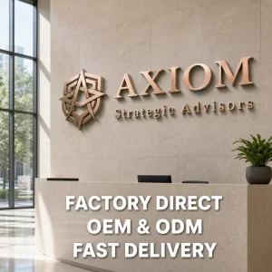 Custom Rose Gold 3D Metal Logo Letters Non Illuminated Wall Sign for Corporate Office Reception Metal Logo Signs