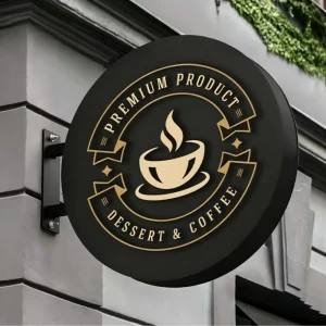 Custom Round Outdoor Shop Wall Blade Signs Hanging Advertising Sign For Business Restaurant Logo Name Steel Frame