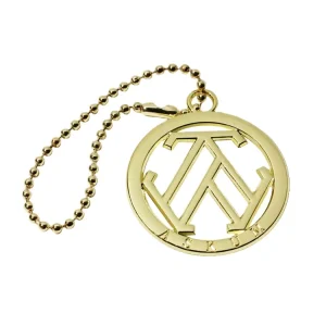 Custom Round logo Purse Metal Keychain Hollow Gold Letter Tags Hanging for Women Handbag