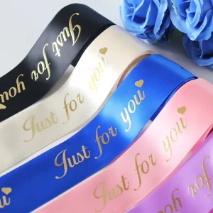 Custom Satin Ribbon or Grosgrain Ribbon With Printed Business Logo 100% Polyester Satin Ribbon