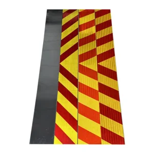 Custom Screen Printing Red Yellow Black Strips Adhesive Vinyl Sticker Roll with Aluminium Reflective Safety Road Signs
