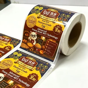 Custom Self Adhesive PVC Roll Gold Foil Silver Foil Fine Textured Sticker for Food Package Juice Plastic Bottles Egg Labels
