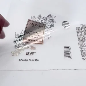 Custom Self Adhesive Silver Foil PVC Sticker Clear Transparent Logo Packaging Sealing for Perfume & Lotion Bottles Cosmetic Use