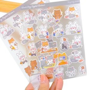 Custom Self Adhesive Waterproof Vinyl Kiss Cut Holographic Effect Cute Cartoon Design Industrial Use Stickers
