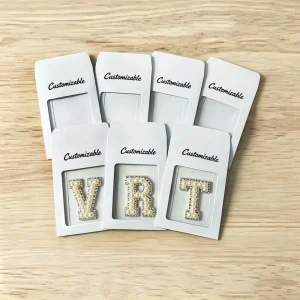 Custom Self Adhesive White Pearl Rhinestone Letter Patches 4.5cm Small Diamond Embroidered Flower Heart Shapes for Hats Apparel