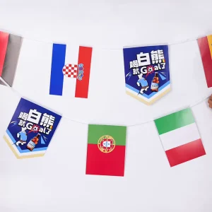 Custom Shape Cut Out Foldable Pennant Compact Storage String Bunting Flags for Sports Tournaments and Advertise