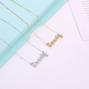 Custom Silver Link Chain Necklace Shiny Cuban Zirconia 18K Gold Plated Luxury Pendant 925 Sterling Silver Gift Women