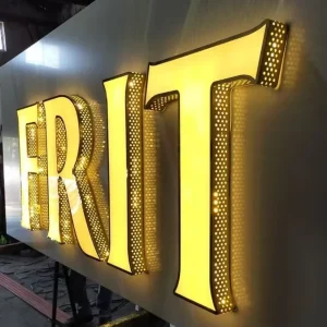 Custom Single-color Perforated LED Letters Sign Side Punching Holes Metal Construction Plug-in Outdoor Home Shops Parks