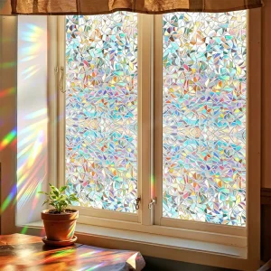Custom Size UV Proof Privacy Glass Window Film Static Cling PVC Decal Stickers Rainbow Color Eco Friendly Durable