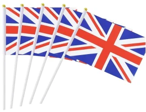 Custom Small All Country Flags UK Hand Held Waving Flags with Stick for Outdoor Activities