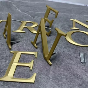 Custom Solid Brass Relief Letters Pin Mounted 3D Brass Sign Letters for Office Reception Storefront Branding