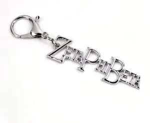 Custom Sorority Keychain Hollow Metal Letter Zeta Phi Beta Lobster Clasp Key Chain Greek Pendant Key Chain for Bag Charm