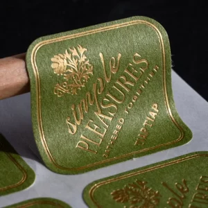 Custom Special Paper Self Adhesive Label Stickers Gold Foil Hot Stamping Embossed Logo Labels for Premium Packaging