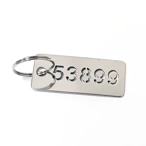 Custom Stainless Steel 304 Light Keychain Hollow English Letter Rectangular Numbered Marking Pendant Tag 4.5cm