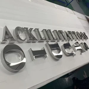 Custom Stainless Steel Fabricated Alphabet Letters Silver Mirror Steel 3D Logo Sign