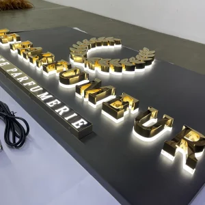 Custom Stainless Steel LED Backlit Metal Letters With Back Board Decorative LED Letter