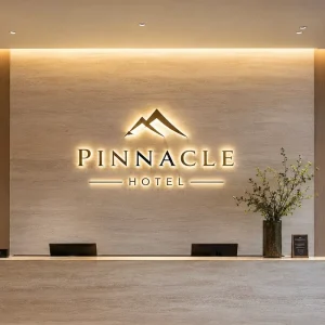 Custom Stainless Steel LED Logo Sign for Lobby Reception Wall Decor Backlit Hotel Signage