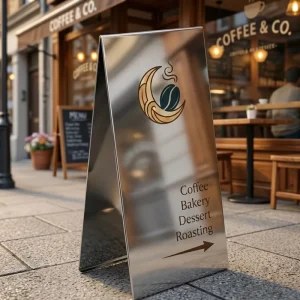 Custom Stainless Steel Sidewalk Business Bespoke Signage Premium Metal A-frame Sandwich Board for Boutiques
