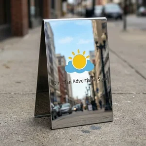 Custom Stainless Steel Sidewalk Sign Outdoor Double Sided A-Frame Sandwich Board for Restaurant Shop Pavement Advertising