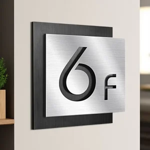 Custom Stainless Steel Signage Adhesive-Backed No-Drill Metal Sign for Mall Office Hotel Amenities Modern Style