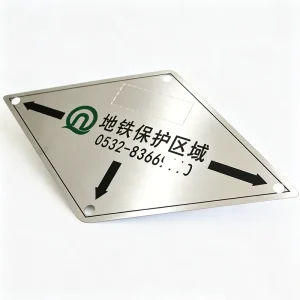 Custom Stainless Steel UV Printed Anti Slip Commercial Grade Ground Directional Sign Station Floor Wayfinding Plate