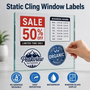 Custom Static Cling Window Label Sticker No Adhesive Reusable Repositionable Vinyl for Retail Storefront Glass Door OEM