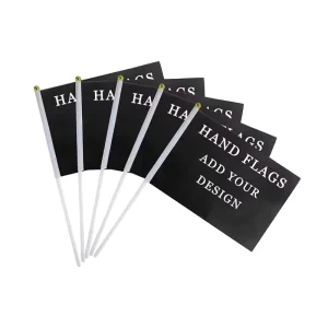 Custom Stick Flag Personalized Portable Small Mini Rectangle Flags Hand Held Waving Flag Fiberglass Pole 100% Polyester Digital