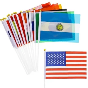 Custom Stick Flag Personalized Small Mini Hand Held Waving Flag Hands off Hands off Flags with Plastic Pole