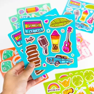 Custom Stickers Self Adhesive Double Transparent Waterproof Uv Kiss Cut A4 A5 A6 Custom Sizes and Processes