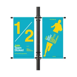 Custom Street Lamp Light Advertising Display Flags Light Pole Flag and Banner Outdoor 18oz Vinyl Banner With Bracket Hardware