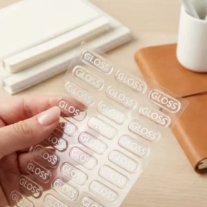 Custom Strong Adhesive Rectangle Shape 3D Resin Epoxy Sticker Waterproof Kiss Cut Crystal Dome 3D Custom Epoxy Sticker