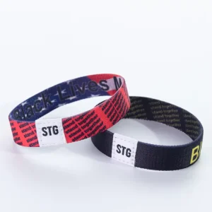 Custom Sublimation Printed Polyester Fabric Elastic Wristband and Bracelet for Advertising Event with Logo