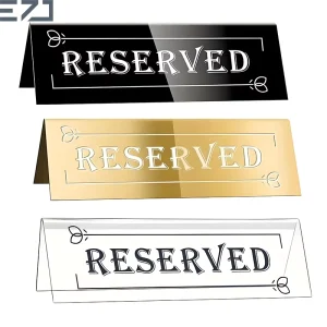 Custom Table Reservation Sign Acrylic Metal Reserved Sign Restaurant Table Number Plate Wedding Event Display Stand
