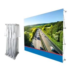 Custom Trade Show and Party Equipment Curved Stage Adjustable Banner Stand Foldable Stand Display Racks